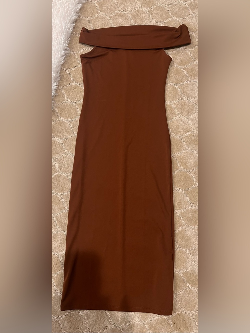 ZARA Off-Shoulder Brown Bodycon Dress NWT